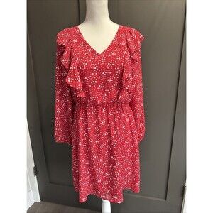 Banana Republic Heart Dot  Dress Red White Sz S Petite